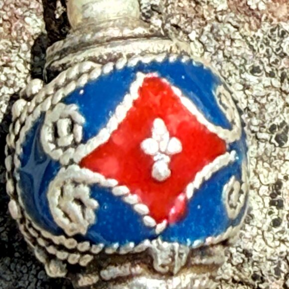 Vintage Sterling Cloisonne dangle Earrings - Picture 8 of 12